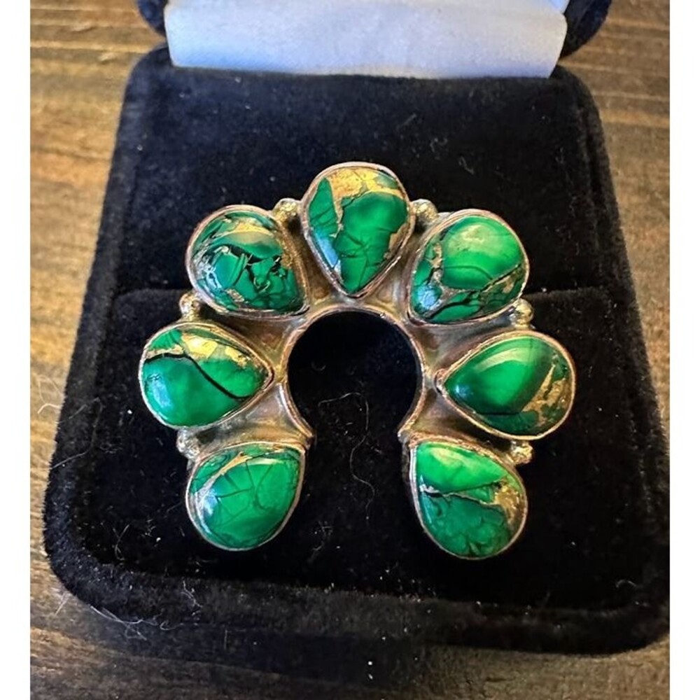 Green Mojave Turquoise Naja Pure Copper Ring Size 9